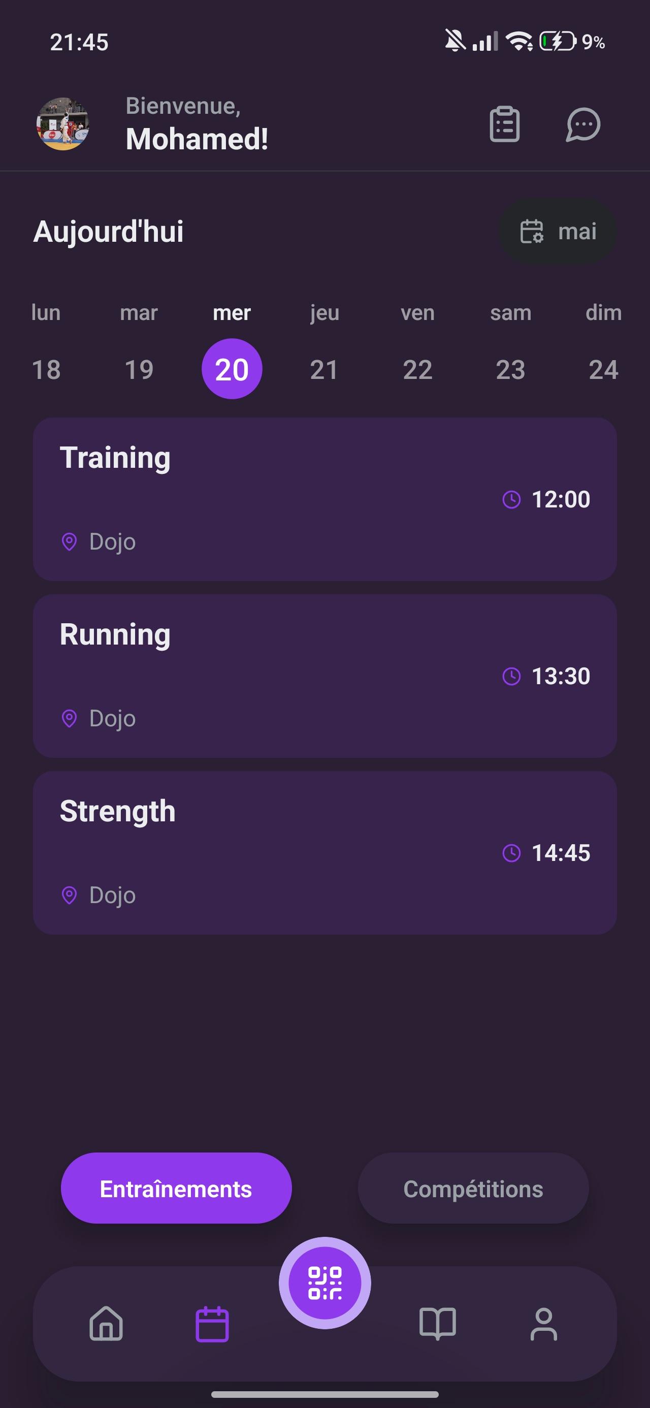 Application mobile Toki — écran du planning hebdomadaire